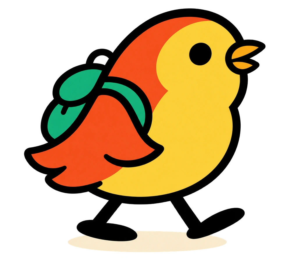 Pájaro Madrugante sale con su mochila